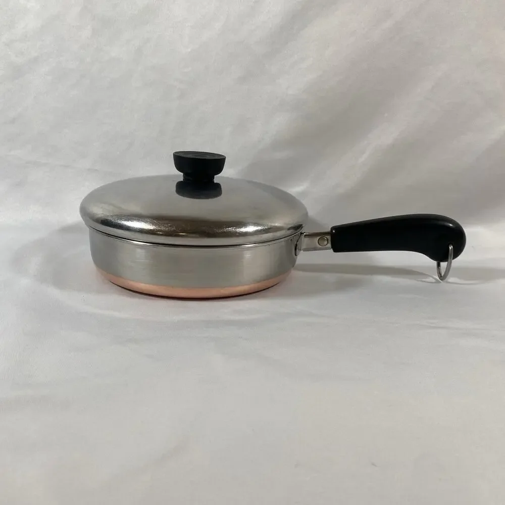Revere Ware 1 Qt Skillet Frying Pan Saucepan Copper Bottom Stainless Clinton USA